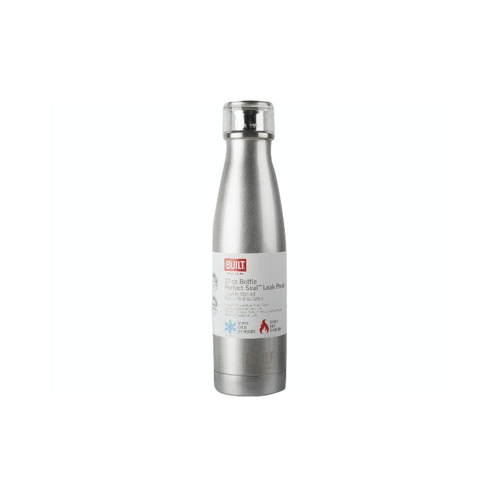 BUILT 480ml Double Walled Stainless Steel Water Bottle Silver