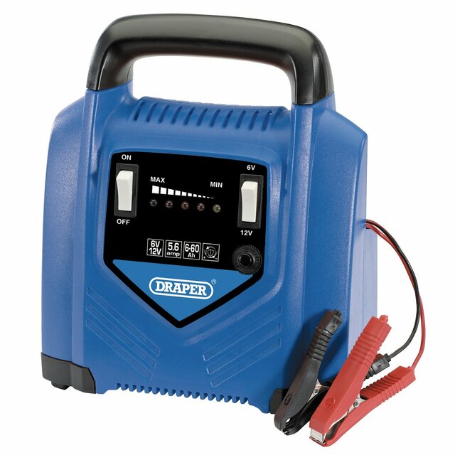 Draper 6V/12V Portable Battery Charger, 5.6A