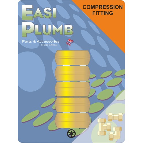 Easi Plumb Brass Compression Olive Pipe Fittings 3/4in - 5 Pack