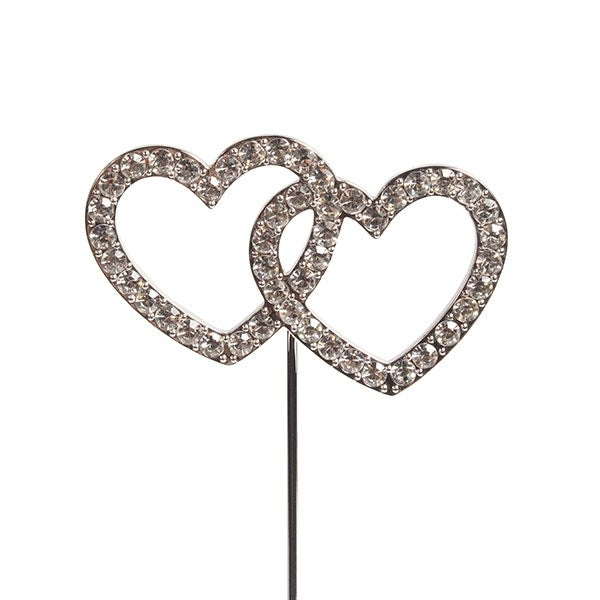 Diamante Double Heart Cake Decoration