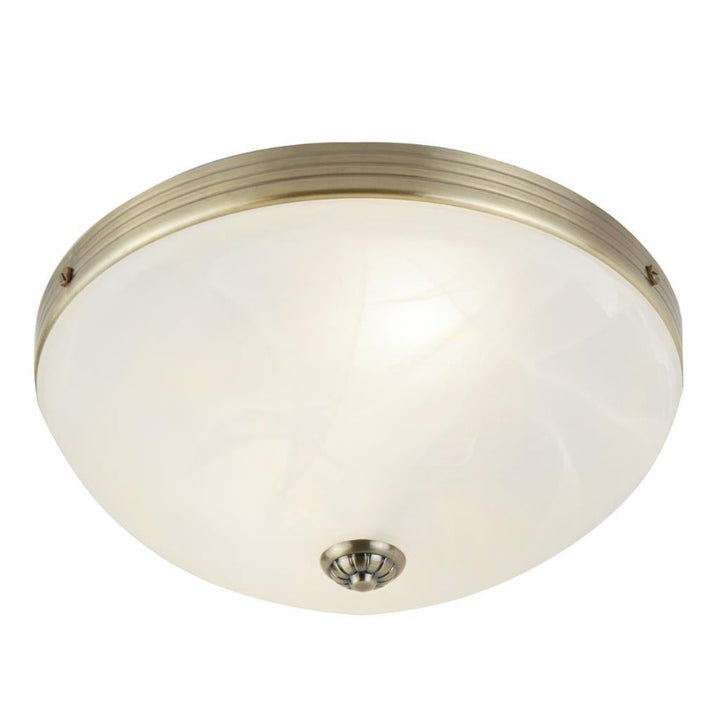 WINDSOR 2LT CEILING FLUSH - ANTIQUE BRASS & ALABASTER GLASS