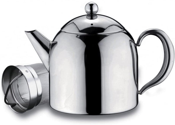 Belmont Range Deluxe Stainless Steel Mirror Polished Tea Pot with Infuser Basket, 35oz
