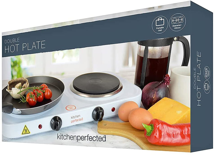 Kitchen Perfected 2000w Double Hotplate - White