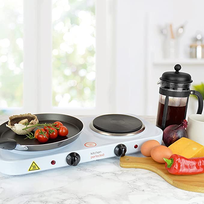 Kitchen Perfected 2000w Double Hotplate - White