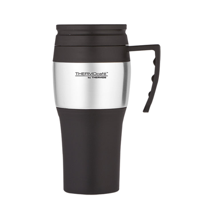 Thermos 400ml Double Wall Stainless Steel Travel Mug with Handle – Hot/Cold Insulated