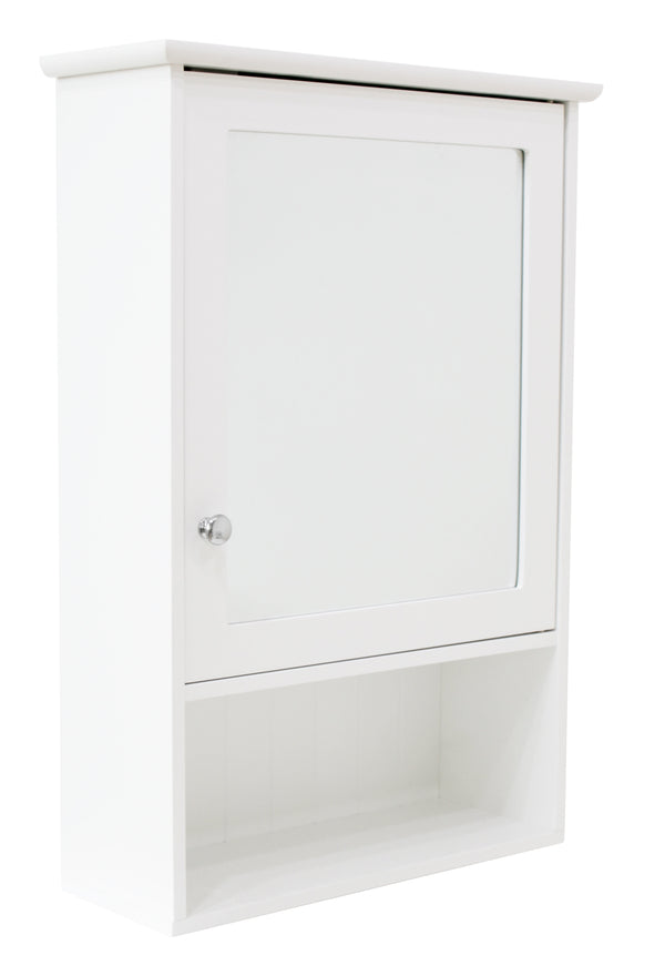 White Colonial Mirror Cabinet with Open Shelf