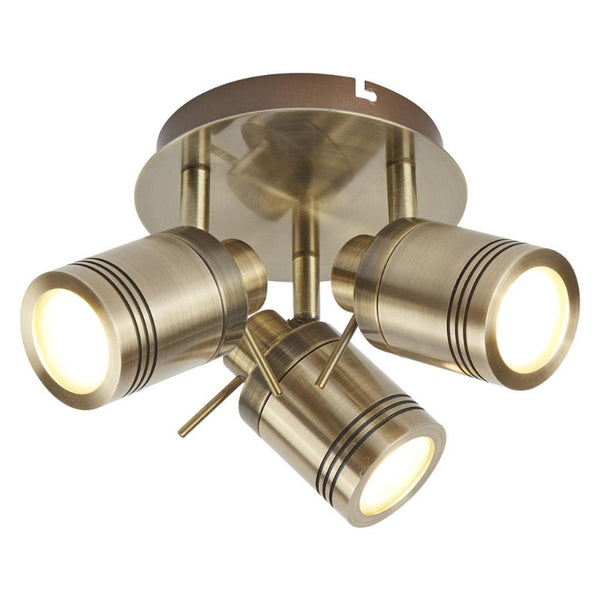SAMSON 3LIGHT ROUND SPOTLIGHT CEILING LIGHT - ANTIQUE BRASS, IP44