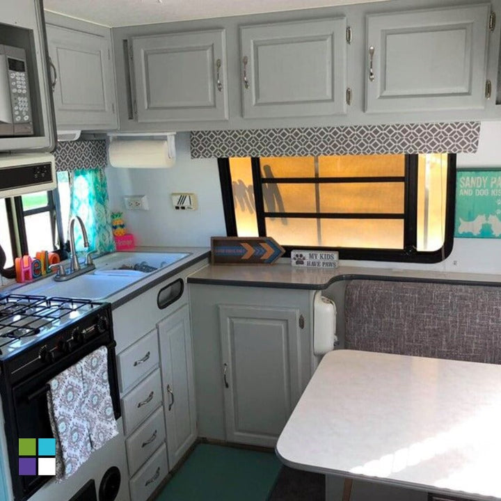 Ash Soft Gray by Beyond Paint. All In One Paint for kitchen cabinet presses from Smyths Homevalue.