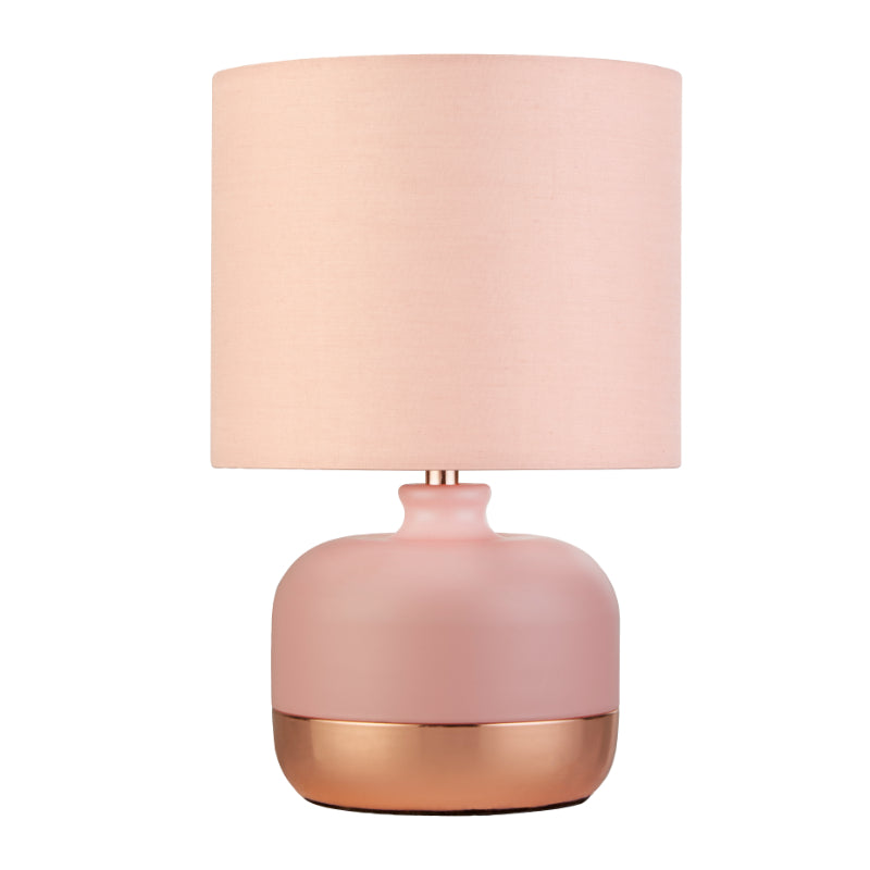 Pink & Copper Table Lamp with Pink Shade