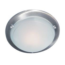 SATIN SILVER FLUSH LIGHT FITTING WITH WHITE & CLEAR GLASS DIFFUSER