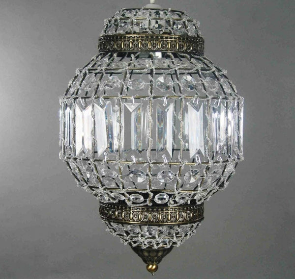 Classic Morrocan Lantern Style Antique Brass Clear Acrylic Ceiling Light