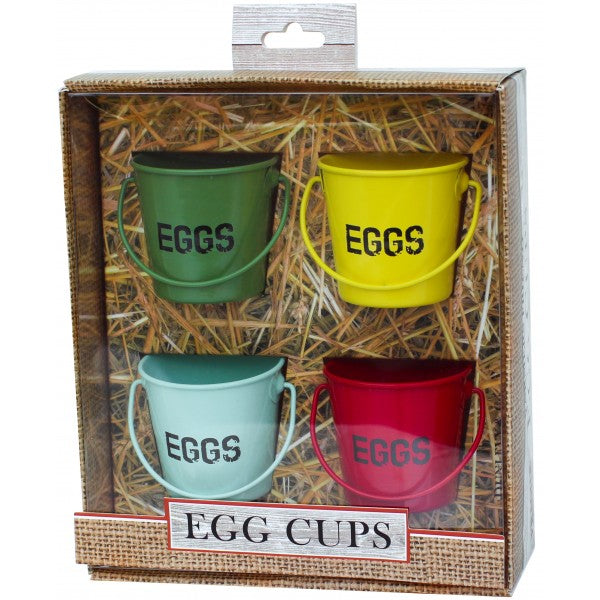 Set of 4 Bucket Egg Cups - Pastel Colours
