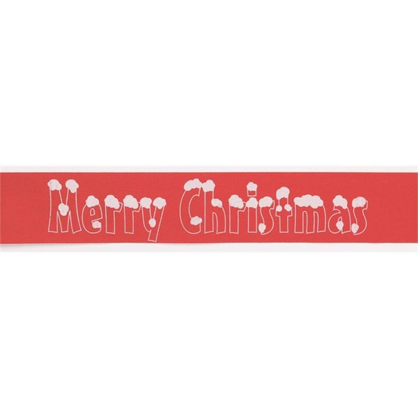 Red Merry Christmas Snowcaps Ribbon
