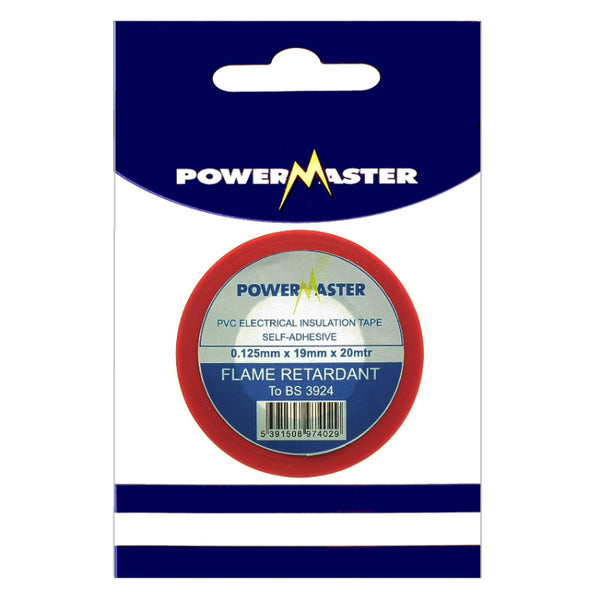Powermaster Electrical 20Mtr PVC Insulating Tape - Red