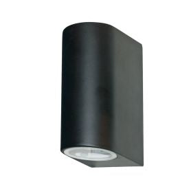 BLACK IP44 2 LIGHT OUTDOOR LIGHT WITH DIE CAST ALUMINIUM & FIXED GLASS LENS