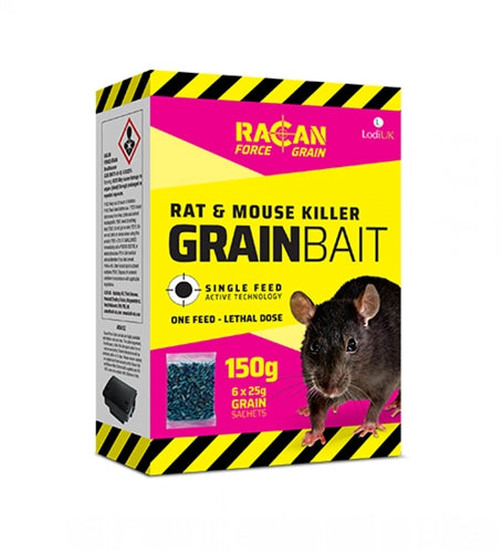 Racan Rat & Mouse Killer Grain Bait - 6 x 25g