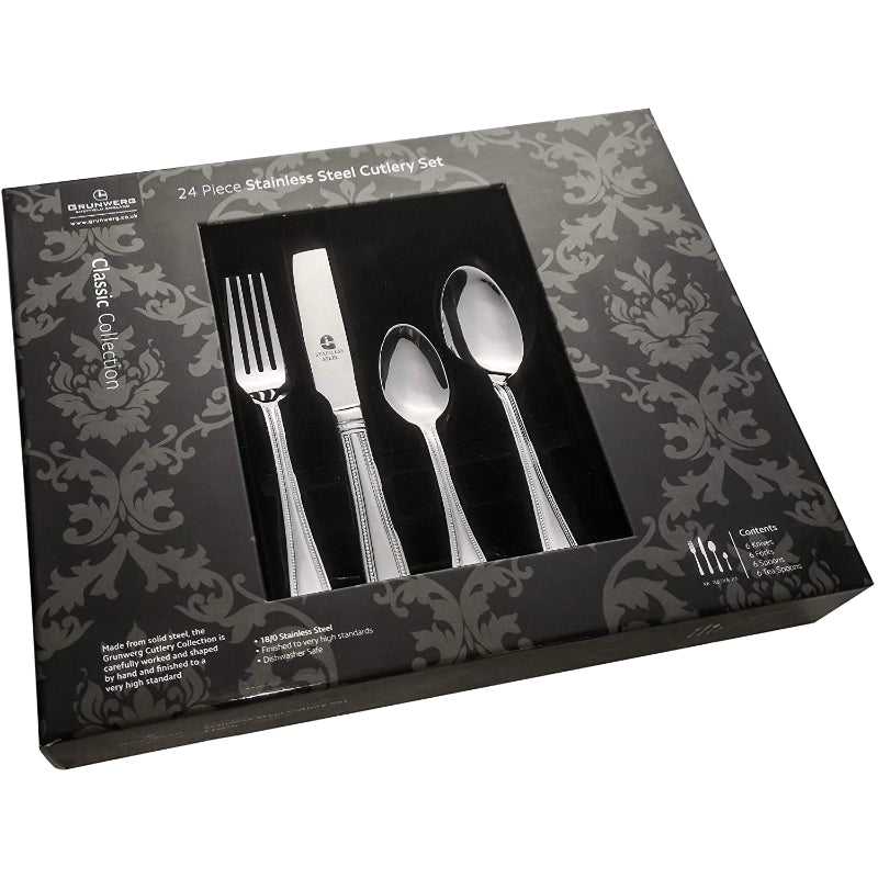 Grunwerg Classic Bead 24 Piece Cutlery Set