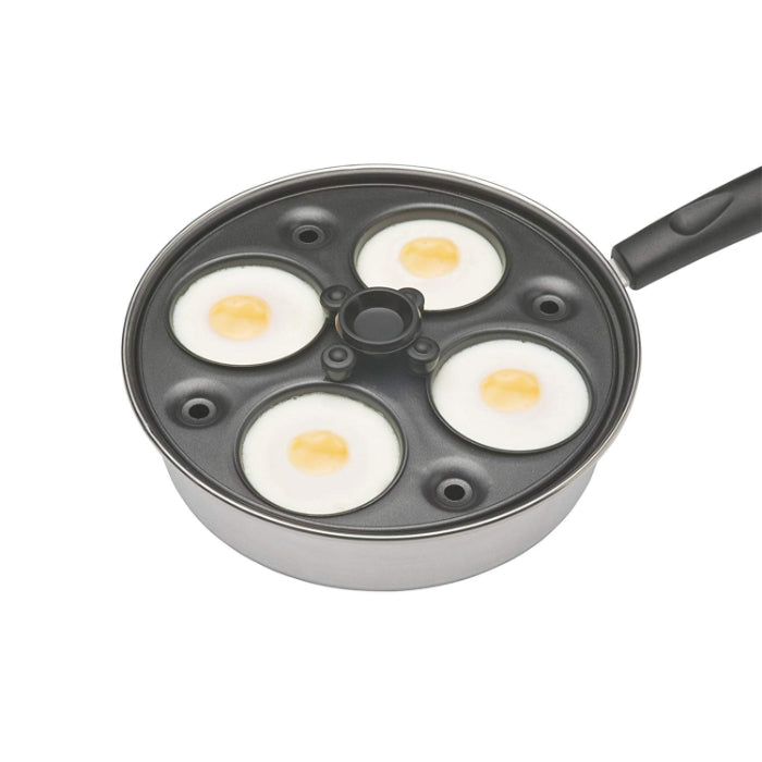 KitchenCraft Aluminium Coated Carbon Steel Four Hole Egg Poacher