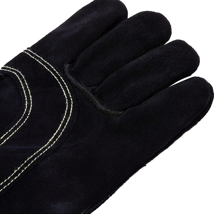 De Vielle Black Leather Heat Resistant Stove Gloves