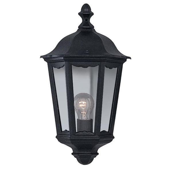 BLACK DIE CAST ALUMINIUM OUTDOOR POST LAMP CLEAR GLASS PANELS