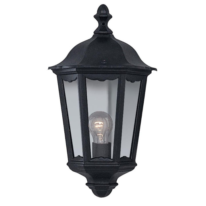 BLACK DIE CAST ALUMINIUM OUTDOOR POST LAMP CLEAR GLASS PANELS