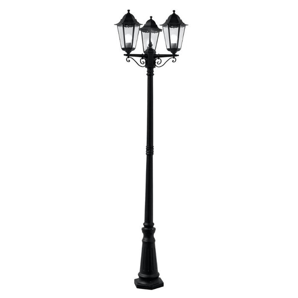 ALEX 220CM 3 LIGHT OUTDOOR POST LAMP - BLACK, IP44