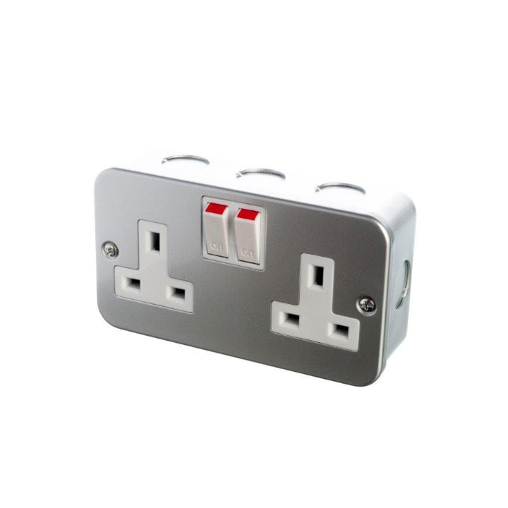 Powermaster Electrical 2 Gang 13 Amp Switched Metalclad Socket