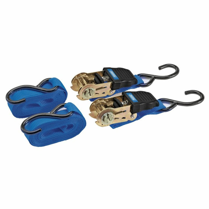 Ratcheting Tie Down Straps, 4.5m x 25mm, 225kg (2 Piece)