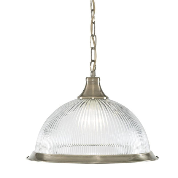 AMERICAN DINER CEILING PENDANT - ANTIQUE BRASS & GLASS