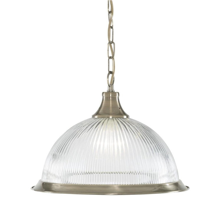 AMERICAN DINER CEILING PENDANT - ANTIQUE BRASS & GLASS