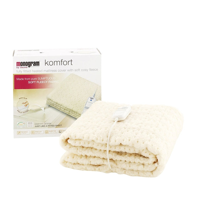 Monogram Single Fleece Fully Fitted Electric Blanket, 190cm x 90cm