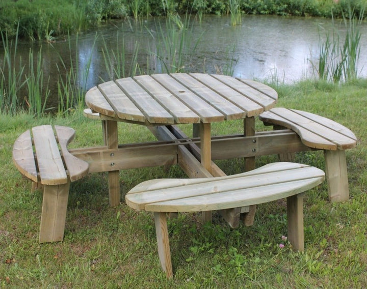 Avoca Eight Seater Round Garden Picnic Table