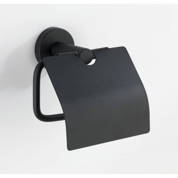 Wenko Bosio Matt Black Toilet Paper Holder With Cover