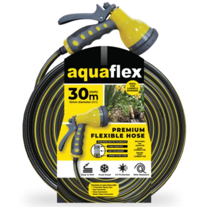 Aquaflex Premium 30M Knitted Hose with 7 Function Spray Head