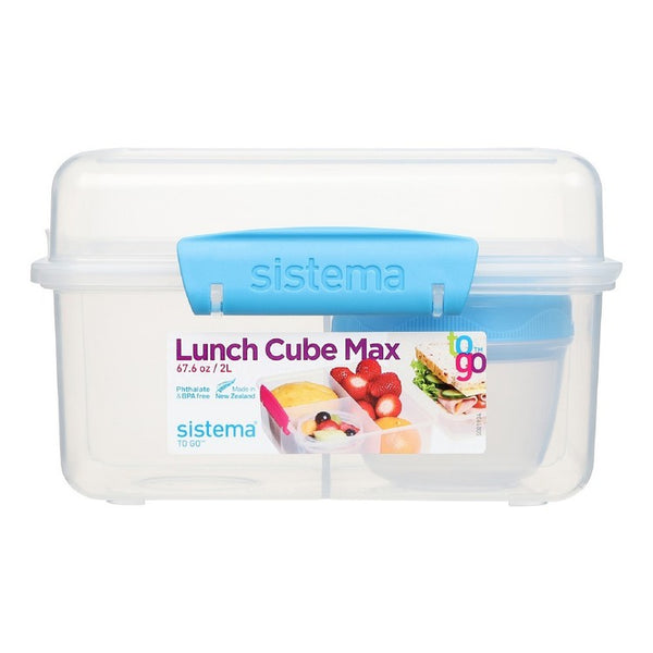 Sistema Lunch Cube Max ToGo with Yogurt Pot - Clear/Blue