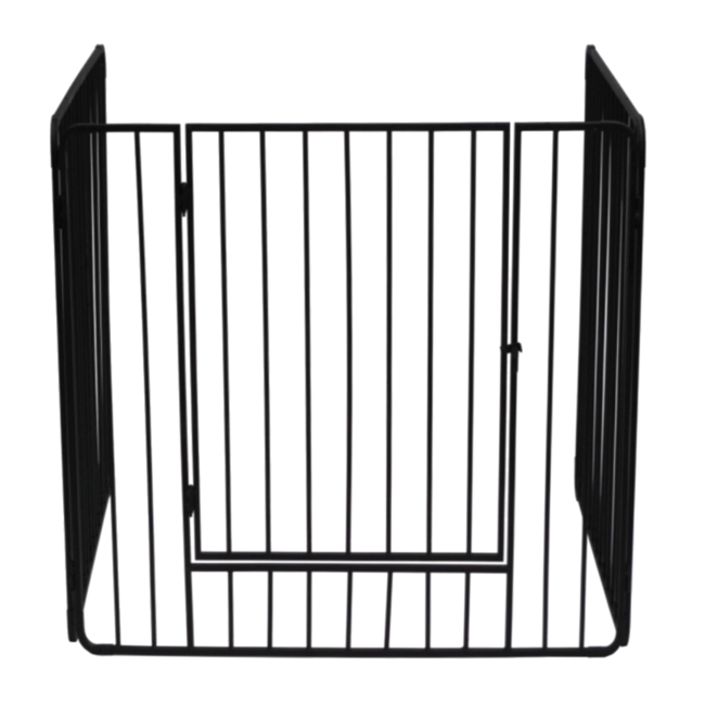Black Stove Guard with Bars and Swing Door
