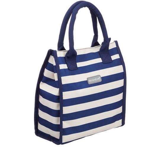 KitchenCraft Lulworth 4 Litre Blue Stripe Lunch / Snack Cool Bag