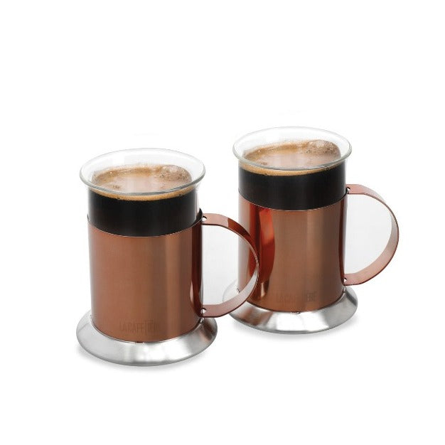 La Cafetière Copper Coffee Mugs, Set of 2, Stainless Steel