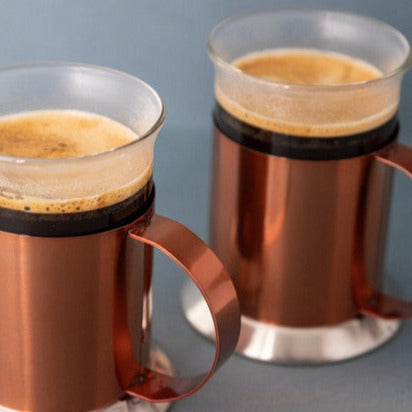 La Cafetière Copper Coffee Mugs, Set of 2, Stainless Steel