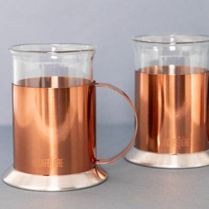 La Cafetière Copper Coffee Mugs, Set of 2, Stainless Steel