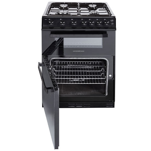 NORDMENDE 60cm Freestanding Gas Fan Cooker - Black