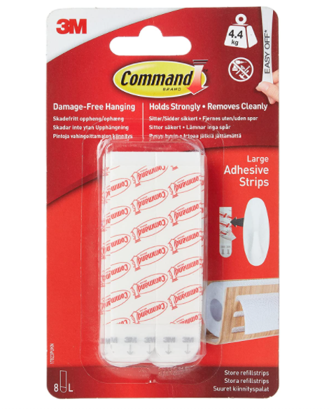 Command Mounting Refill Strips - Large, Pack of 1 (8 Strips) - white