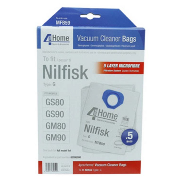 Microfibre Vacuum Bags – Nilfisk Type G 70 80 90 – Pack of 5