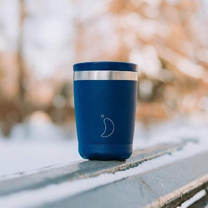 Chilly's Coffee Cup Travel Mug Matte Blue 340ml