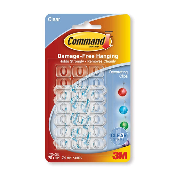 Command 20Pk Strips Clear Decorating Clips