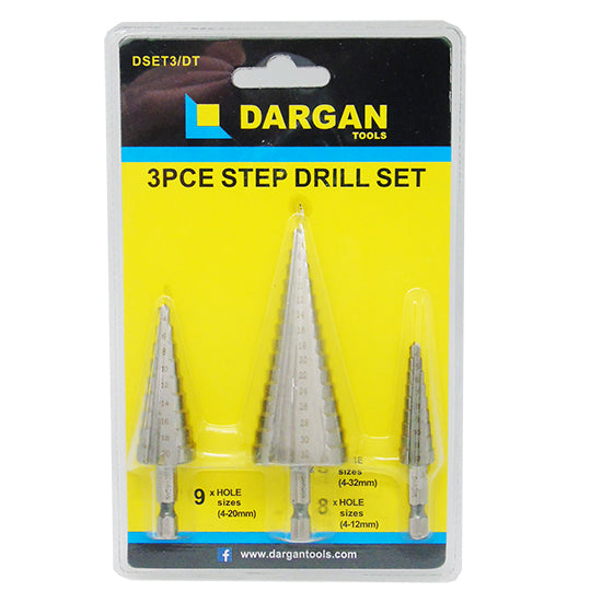 3 Piece Step Drill Set
