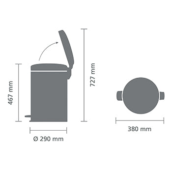 BRABANTIA 20 Litre PEDAL BIN NEWICON