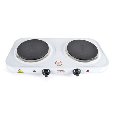 Kitchen Perfected 2000w Double Hotplate - White