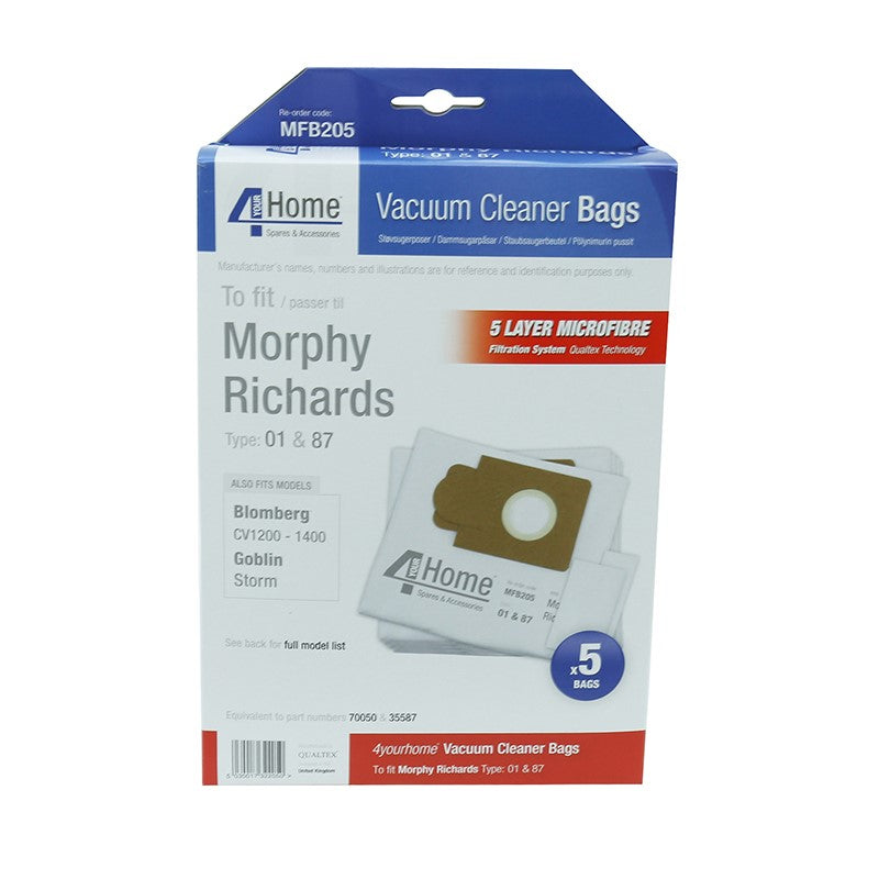 4 YourHome Bag No. MFB205 Microfibre Vacuum Cleaner Bag Morph Richards
