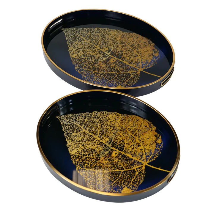 Mindy Brownes Golden Leaf Trays (Set/2)